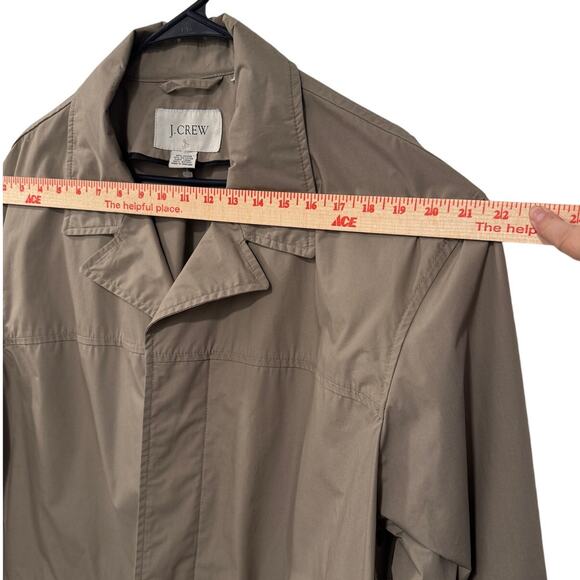J. Crew XL Water Repellant MAC Rain Jacket $248 Button Front Trench Coat Tan - Picture 8 of 10
